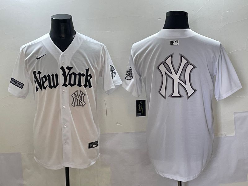 Men 2025 New York Yankees Blank White Five generations Joint Name Nike MLB Jersey style 86